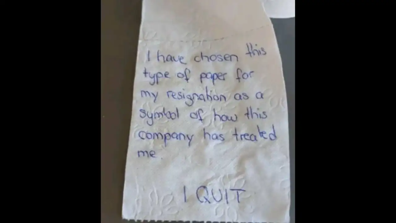 ਬੌਸ ਤੋਂ ਨਾਰਾਜ਼ ਹੋ ਕੇ, ਟਾਇਲਟ ਪੇਪਰ ‘ਤੇ ਅਜਿਹਾ ਅਸਤੀਫ਼ਾ ਪੱਤਰ ਲਿਖਿਆ, ਭੜਕ ਗਏ ਲੋਕ