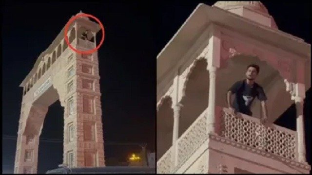 ਖਾਟੂ ਸ਼ਿਆਮ ਜੀ ‘ਚ ਸ਼ਰਾਬੀ ਸ਼ਰਧਾਲੂ ਦਾ ਡਰਾਮਾ, ਦਵਾਰ ‘ਤੇ ਚੜ੍ਹ ਬੋਲਿਆ- ‘ਸ਼ਿਆਮ ਬਾਬਾ ਮੇਰੀ ਨਹੀਂ ਸੁਣਦੇ’