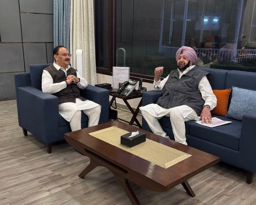 ਪੰਜਾਬ-ਹਰਿਆਣਾ ਪਾਣੀ ਵਿਵਾਦ ਦੌਰਾਨ ਕੈਪਟਨ ਅਮਰਿੰਦਰ ਸਿੰਘ ਨੇ ਜੇਪੀ ਨੱਡਾ ਨਾਲ ਕੀਤੀ ਮੁਲਾਕਾਤ