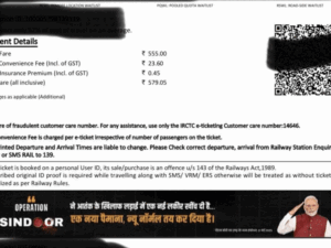 Operarion Sindoor Ads Railway Ticket