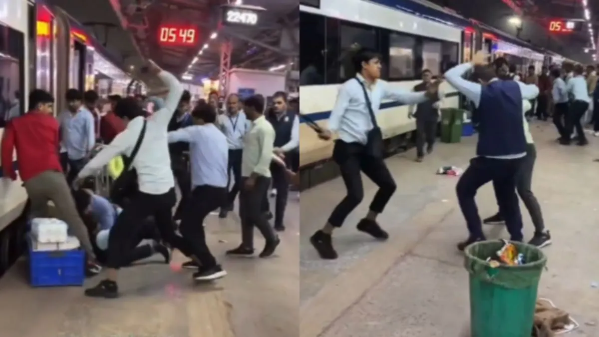 ਨਿਜ਼ਾਮੁੱਦੀਨ ਰੇਲਵੇ ਸਟੇਸ਼ਨ ‘ਤੇ ਵੰਦੇ ਭਾਰਤ ਕਰਮਚਾਰੀਆਂ ਵਿਚਕਾਰ ਲੜਾਈ, ਡਸਟਬਿਨ ਤੇ ਬੈਲਟ ਬਣੇ ਹਥਿਆਰ ,ਵੀਡੀਓ ਵਾਇਰਲ