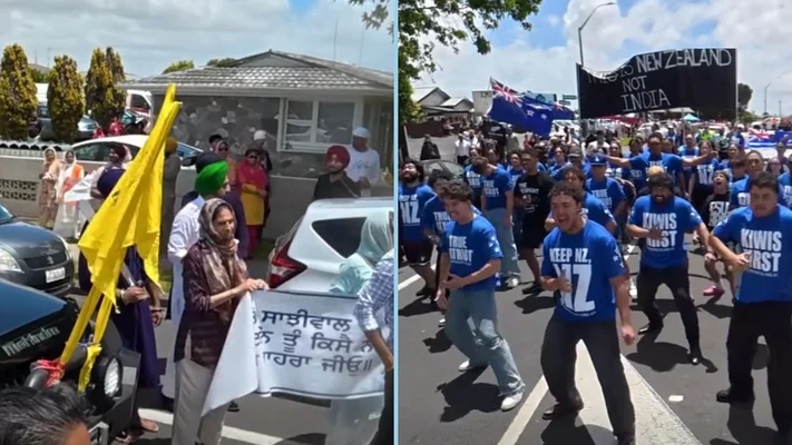 New Zealand ਦੇ ਦੱਖਣੀ ਆਕਲੈਂਡ ‘ਚ ਸਿੱਖ ਜਥੇਬੰਦੀਆਂ ਵੱਲੋਂ ਕੱਢੇ ਜਾ ਰਹੇ ਨਗਰ ਕੀਰਤਨ ਨੂੰ ਸਥਾਨਿਕ ਨੌਜਵਾਨਾਂ ਨੇ ਰੋਕਿਆ