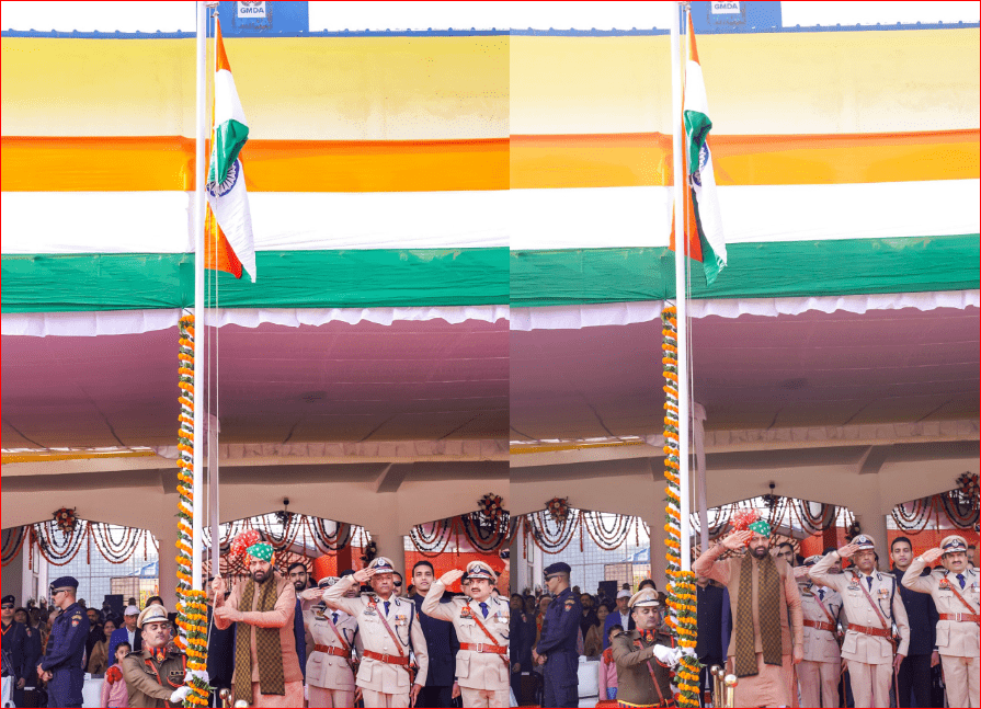 मुख्यमंत्री ने गुरुग्राम में 77वें गणतंत्र दिवस पर फहराया राष्ट्रीय ध्वज, शहीदों को किया नमन