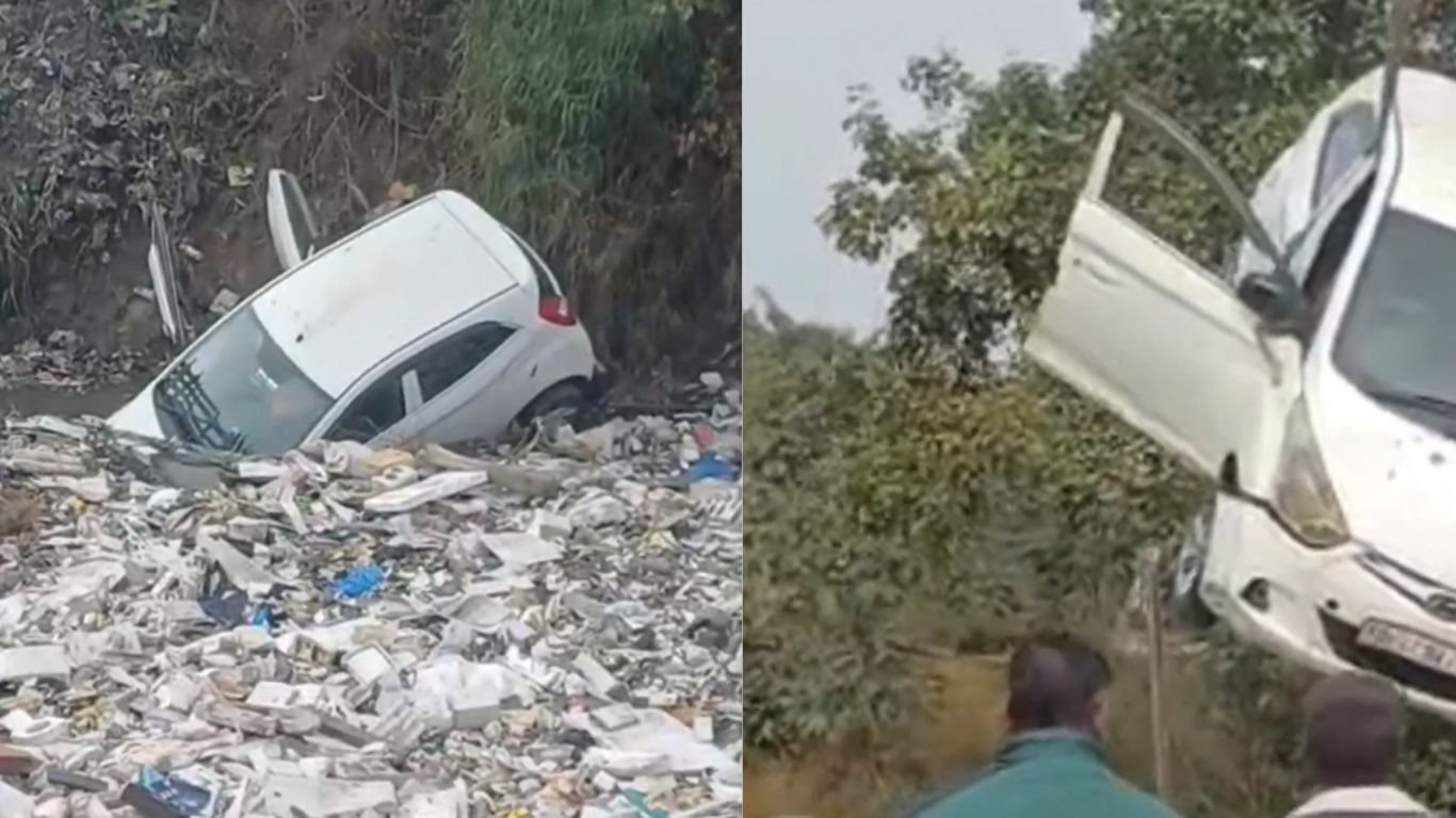 मेंरठ में कार हादसा, ड्राइविंग सीखते हुए नाले में जा गिरी कार