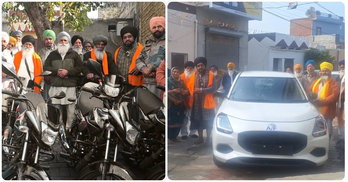 NRI ਪਰਿਵਾਰ ਦਾ ਵੱਡਾ ਉਪਰਾਲਾ, ਗ੍ਰੰਥੀ ਸਿੰਘਾਂ ਨੂੰ ਨਵੇਂ ਮੋਟਰ ਸਾਈਕਲਾਂ ਅਤੇ ਨਵੀਂ ਸਵਿਫਟ ਕਾਰ ਨਾਲ ਕੀਤਾ ਸਨਮਾਨਿਤ