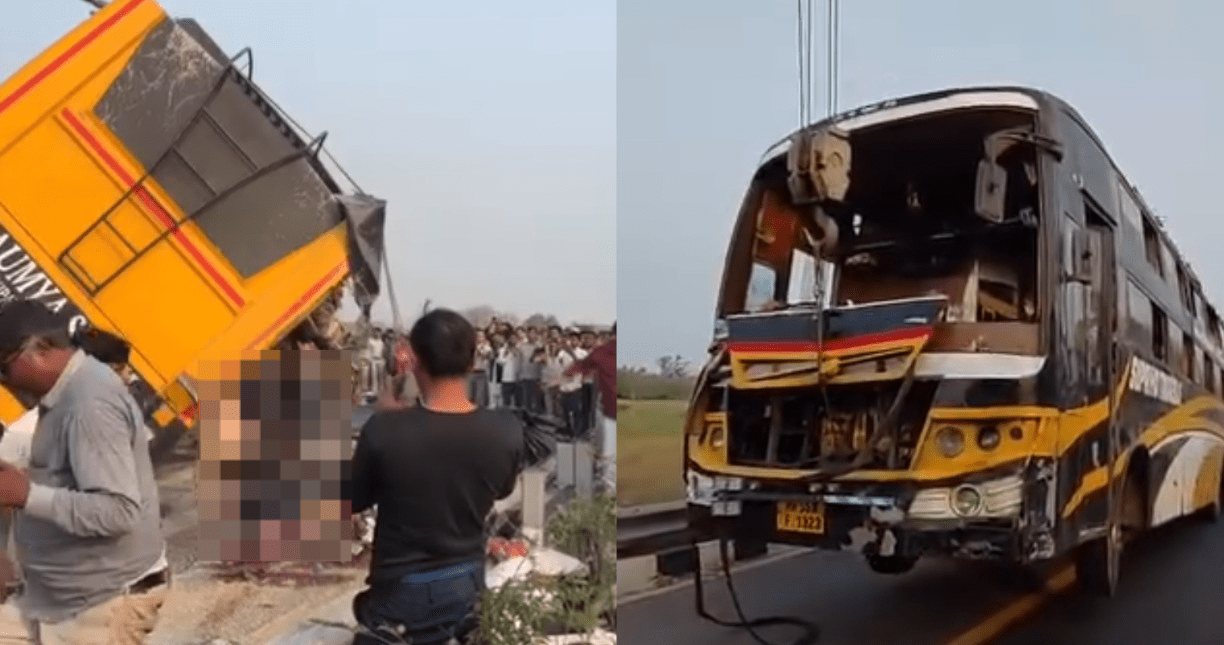 UP ‘ਚ ਦਰਦਨਾਕ ਹਾਦਸਾ! ਬੱਸ ਪਲਟਣ ਨਾਲ 5 ਲੋਕਾਂ ਦੀ ਮੌਤ, 16 ਜ਼ਖਮੀ