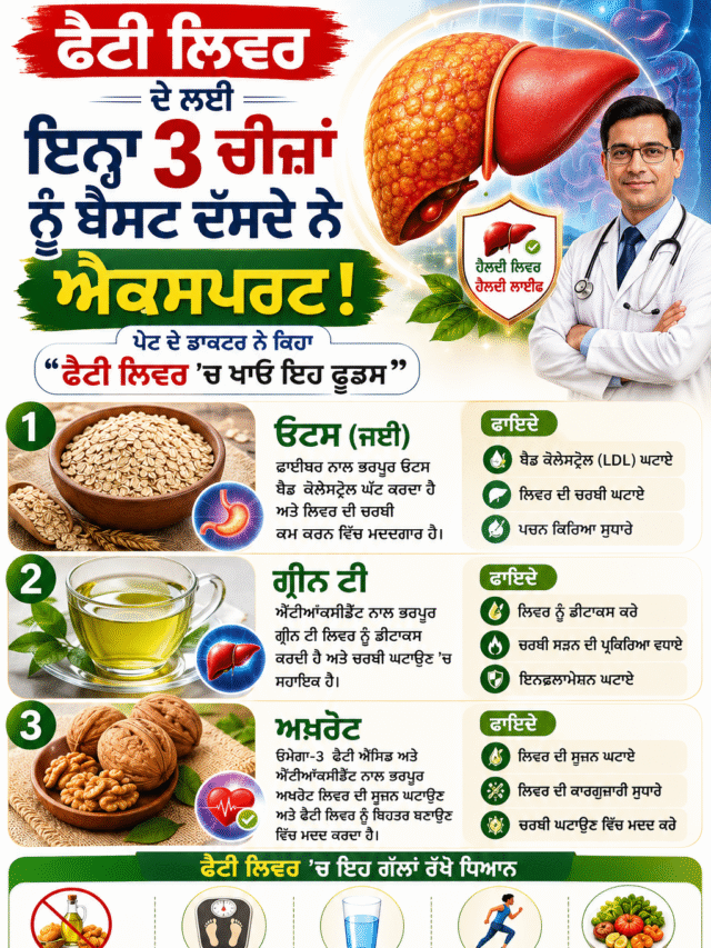 ਫੈਟੀ ਲਿਵਰ ਲਈ ਇਹ 3 ਚੀਜ਼ਾਂ ਸਭ ਤੋਂ ਵਧੀਆ! ਪੇਟ ਦੇ ਡਾਕਟਰ ਨੇ ਦੱਸੇ ਅਸਰਦਾਰ ਫੂਡਜ਼...